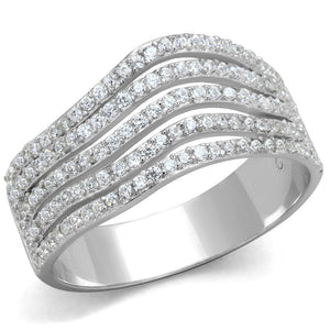 TS364 - Rhodium 925 Sterling Silver Ring with AAA Grade CZ  in Clear