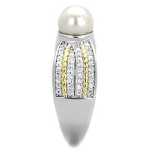 Load image into Gallery viewer, TS377 - Reverse Two-Tone 925 Sterling Silver Ring with Synthetic Pearl in White