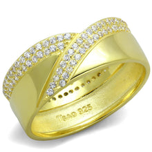 Load image into Gallery viewer, TS380 - Gold 925 Sterling Silver Ring with AAA Grade CZ  in Clear