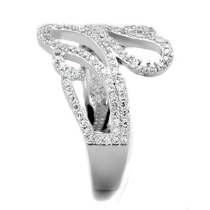 TS383 - Rhodium 925 Sterling Silver Ring with AAA Grade CZ  in Clear