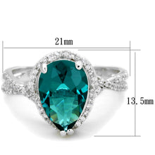 Load image into Gallery viewer, TS394 - Rhodium 925 Sterling Silver Ring with Synthetic Synthetic Glass in Blue Zircon