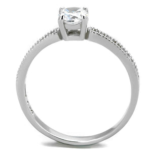 TS401 - Rhodium 925 Sterling Silver Ring with AAA Grade CZ  in Clear