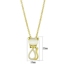 Load image into Gallery viewer, TS409 - Gold 925 Sterling Silver Chain Pendant with Synthetic Cat Eye in White