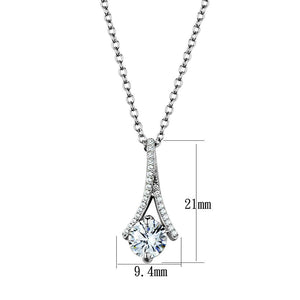 TS411 - Rhodium 925 Sterling Silver Chain Pendant with AAA Grade CZ  in Clear