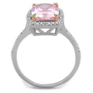 TS418 - Rose Gold + Rhodium 925 Sterling Silver Ring with AAA Grade CZ  in Rose