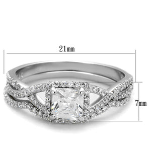 TS420 - Rhodium 925 Sterling Silver Ring with AAA Grade CZ  in Clear
