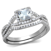 Load image into Gallery viewer, TS420 - Rhodium 925 Sterling Silver Ring with AAA Grade CZ  in Clear