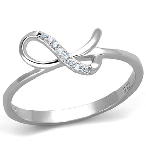 TS426 - Rhodium 925 Sterling Silver Ring with AAA Grade CZ  in Clear