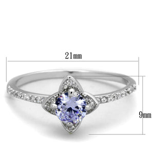 TS432 - Rhodium 925 Sterling Silver Ring with AAA Grade CZ  in Light Amethyst
