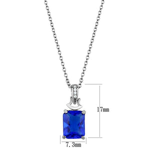 TS449 - Rhodium 925 Sterling Silver Chain Pendant with Synthetic Synthetic Glass in Montana
