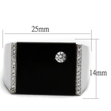 Load image into Gallery viewer, TS459 - Rhodium 925 Sterling Silver Ring with Synthetic Onyx in Jet
