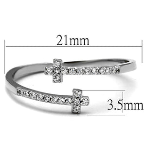 TS463 - Rhodium 925 Sterling Silver Ring with AAA Grade CZ  in Clear