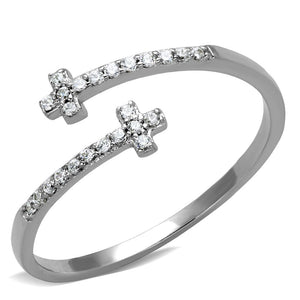 TS463 - Rhodium 925 Sterling Silver Ring with AAA Grade CZ  in Clear