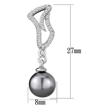 Load image into Gallery viewer, TS479 - Rhodium 925 Sterling Silver Earrings with Synthetic Pearl in Gray