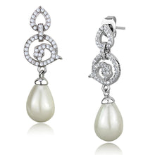 Load image into Gallery viewer, TS480 - Rhodium 925 Sterling Silver Earrings with Synthetic Pearl in Citrine Yellow