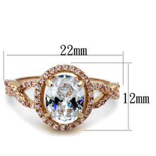 Load image into Gallery viewer, TS489 - Rose Gold 925 Sterling Silver Ring with AAA Grade CZ  in Clear