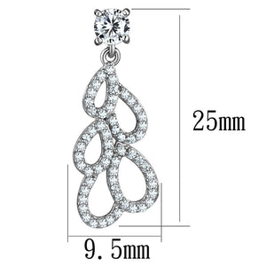 TS496 - Rhodium 925 Sterling Silver Earrings with AAA Grade CZ  in Clear