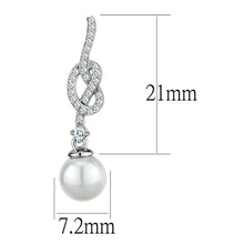 Load image into Gallery viewer, TS506 - Rhodium 925 Sterling Silver Earrings with Synthetic Glass Bead in White