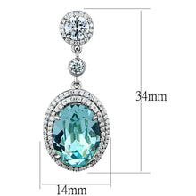 Load image into Gallery viewer, TS508 - Rhodium 925 Sterling Silver Earrings with Top Grade Crystal  in Sea Blue