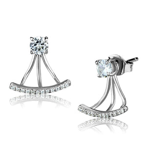 TS512 - Rhodium 925 Sterling Silver Earrings with AAA Grade CZ  in Clear