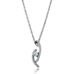 TS515 - Rhodium 925 Sterling Silver Necklace with AAA Grade CZ  in Clear