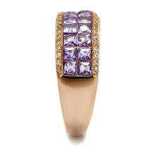 Load image into Gallery viewer, TS525 - Rose Gold 925 Sterling Silver Ring with AAA Grade CZ  in Amethyst