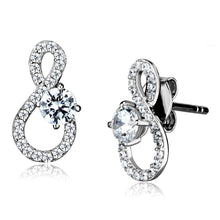 Load image into Gallery viewer, TS529 - Rhodium 925 Sterling Silver Earrings with AAA Grade CZ  in Clear