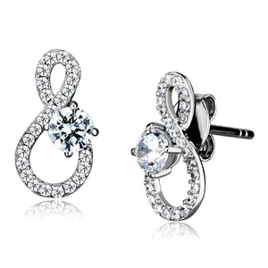 TS529 - Rhodium 925 Sterling Silver Earrings with AAA Grade CZ  in Clear