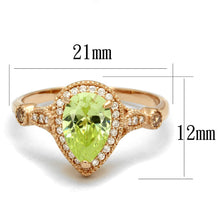 Load image into Gallery viewer, TS538 - Rose Gold 925 Sterling Silver Ring with AAA Grade CZ  in Apple Green color