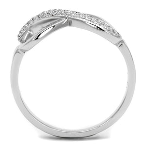 TS541 - Rhodium 925 Sterling Silver Ring with AAA Grade CZ  in Clear