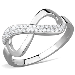 TS541 - Rhodium 925 Sterling Silver Ring with AAA Grade CZ  in Clear