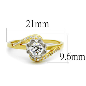 TS542 - Gold+Rhodium 925 Sterling Silver Ring with AAA Grade CZ  in Clear