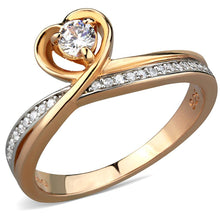 Load image into Gallery viewer, TS544 - Rose Gold + Rhodium 925 Sterling Silver Ring with AAA Grade CZ  in Clear