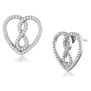 TS549 - Rhodium 925 Sterling Silver Earrings with AAA Grade CZ  in Clear