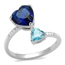 Load image into Gallery viewer, TS554 - Rhodium 925 Sterling Silver Ring with Synthetic Synthetic Glass in Montana