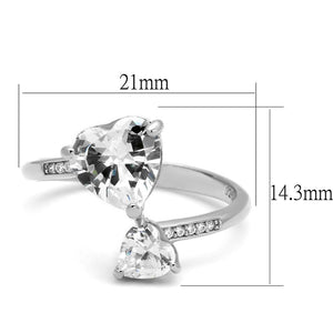 TS556 - Rhodium 925 Sterling Silver Ring with AAA Grade CZ  in Clear