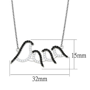 TS564 - Rhodium + Ruthenium 925 Sterling Silver Chain Pendant with AAA Grade CZ  in Clear