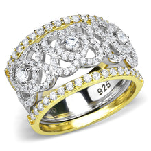 Load image into Gallery viewer, TS569 - Gold+Rhodium 925 Sterling Silver Ring with AAA Grade CZ  in Clear