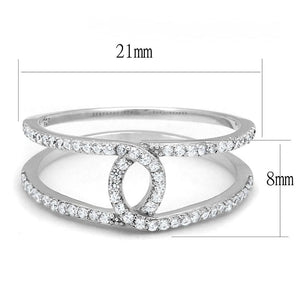 TS575 - Rhodium 925 Sterling Silver Ring with AAA Grade CZ  in Clear