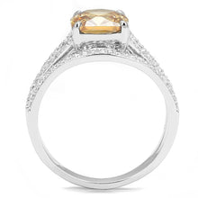 Load image into Gallery viewer, TS604 - Rhodium 925 Sterling Silver Ring with AAA Grade CZ  in Champagne