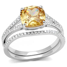 Load image into Gallery viewer, TS604 - Rhodium 925 Sterling Silver Ring with AAA Grade CZ  in Champagne