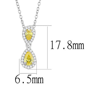 TS606 - Rhodium 925 Sterling Silver Chain Pendant with AAA Grade CZ  in Topaz