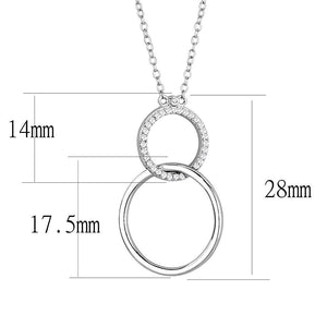 TS609 - Rhodium 925 Sterling Silver Chain Pendant with AAA Grade CZ  in Clear