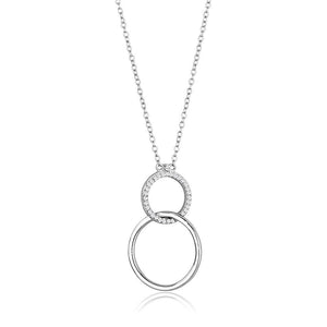TS609 - Rhodium 925 Sterling Silver Chain Pendant with AAA Grade CZ  in Clear