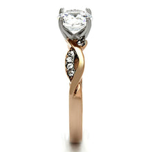 Load image into Gallery viewer, TK1163 - Two-Tone IP Rose Gold Stainless Steel Ring with AAA Grade CZ  in Clear