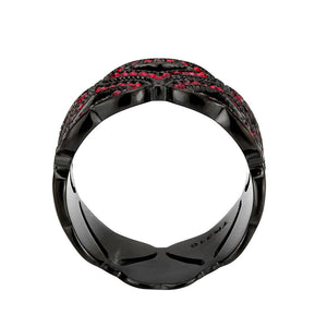 TK3790 - IP Black (Ion Plating) Stainless Steel Ring with Top Grade Crystal in Red Series