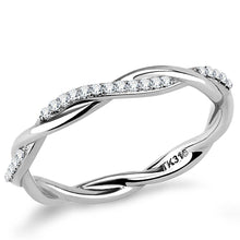 Load image into Gallery viewer, DA042 - High polished (no plating) Stainless Steel Ring with AAA Grade CZ  in Clear