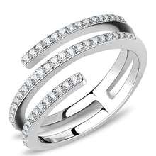 Load image into Gallery viewer, DA060 - High polished (no plating) Stainless Steel Ring with AAA Grade CZ  in Clear