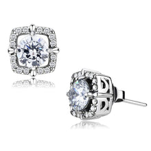 Load image into Gallery viewer, DA070 - High polished (no plating) Stainless Steel Earrings with AAA Grade CZ  in Clear