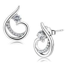 Load image into Gallery viewer, DA077 - High polished (no plating) Stainless Steel Earrings with AAA Grade CZ  in Clear